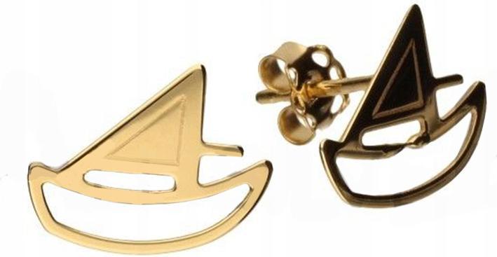 Zlaté náušnice 585 loďka plachetnice na tyči 0,80 g klasický vzor pro ni
