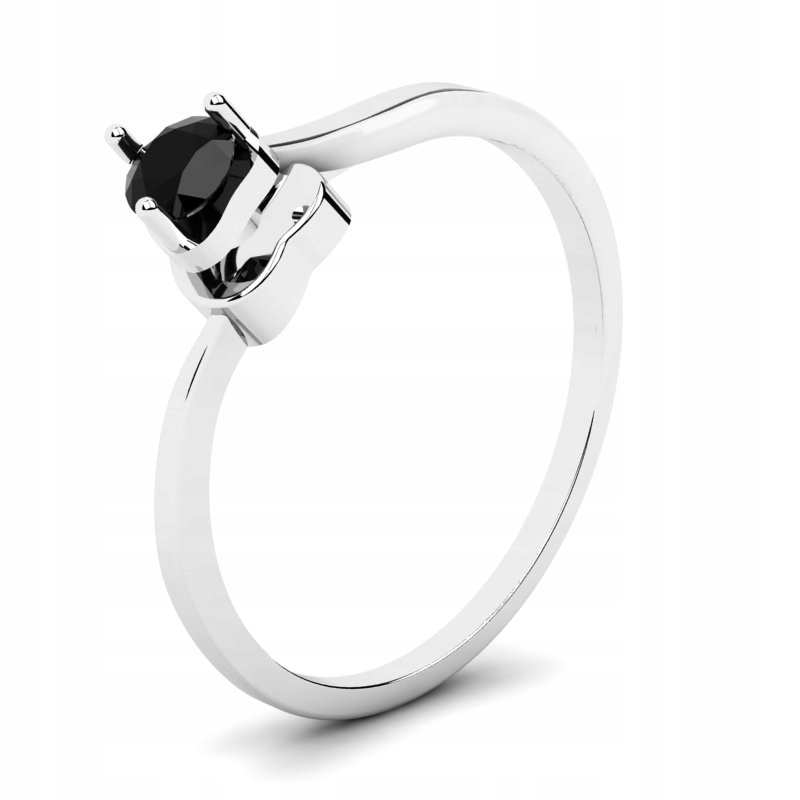 

Pierścionek Białe Złoto Serce Z Czarną Cyrkonią