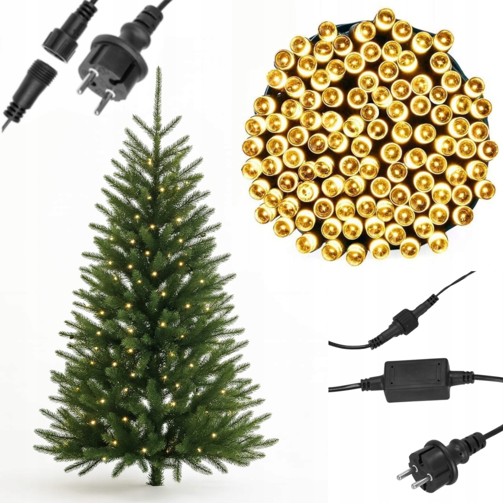 Vánoční Osvětlení Na Stromeček 500 Led Pevné Flash Bílé Teplé Na Vánoce