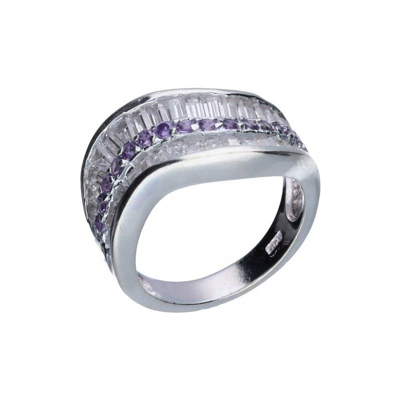 Ženský prstýnek stříbro 925 vlna se zirkony jako dárek elegantní r12