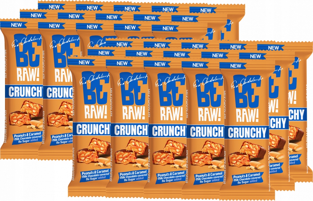 Baton BeRAW Crunchy Peanuts & Caramel Orzeszki karmel bez cukru 40g x30
