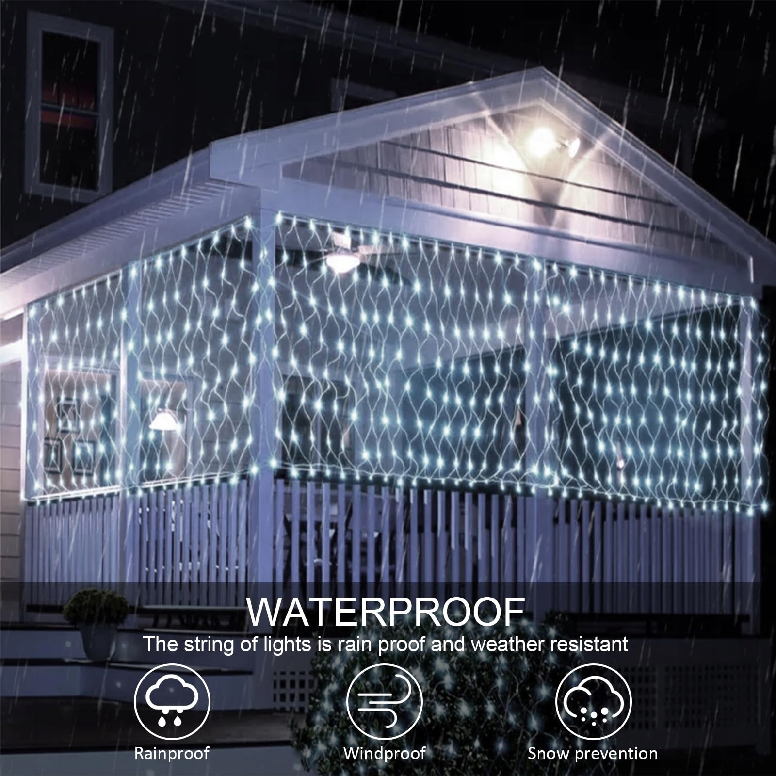 JIMACRO Siatka Świetlna Solarna Girlanda Ozdobna Lampki 2x3m 192 LED — miniatura 4