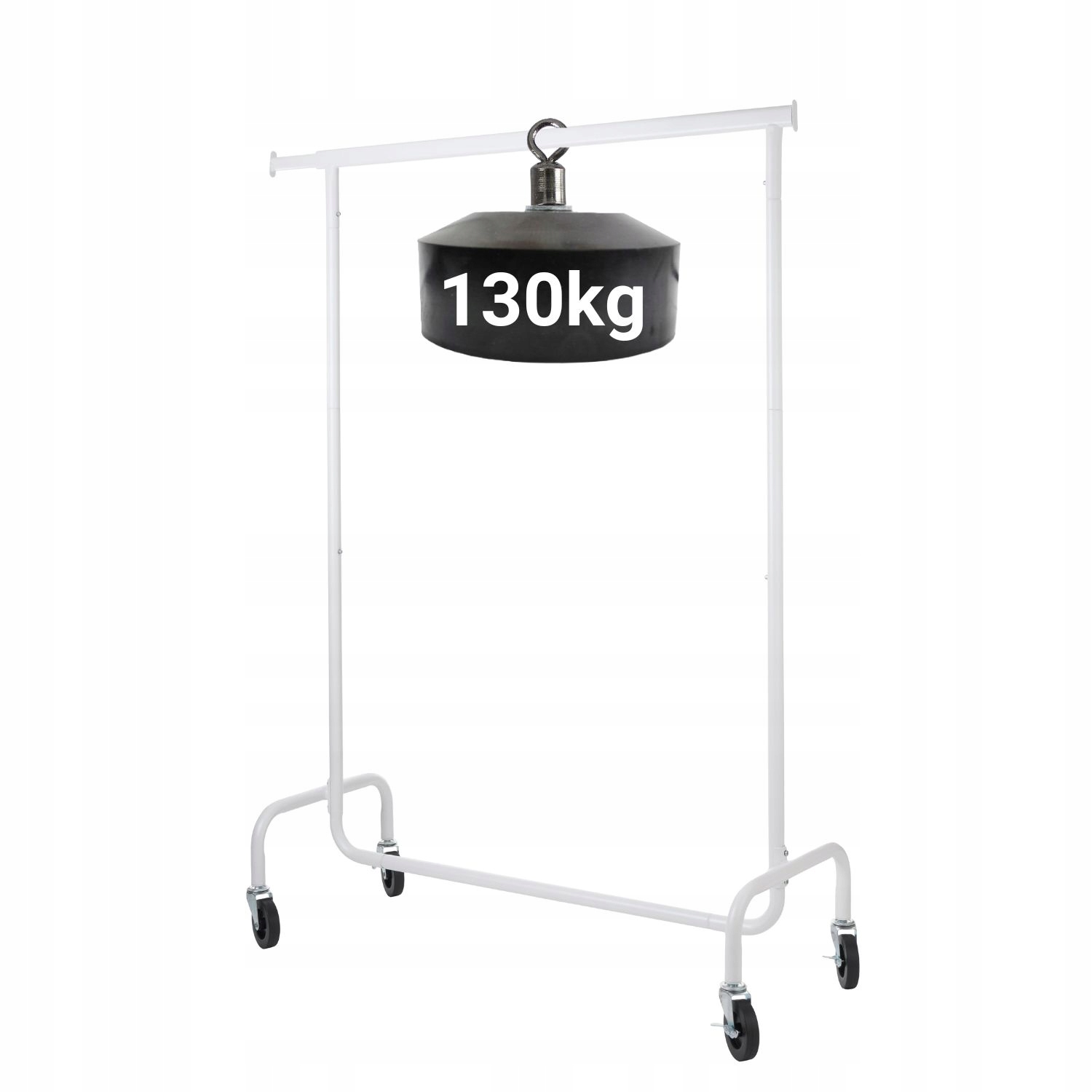 Stojanový Věšák Na Oblečení, Kovový Stojan, Pevný, Z Oceli, Na Kolečkách, Bílý