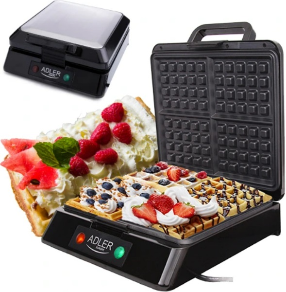 

Duża Gofrownica Adler AD3036 Mocna 1500W 4 Gofry