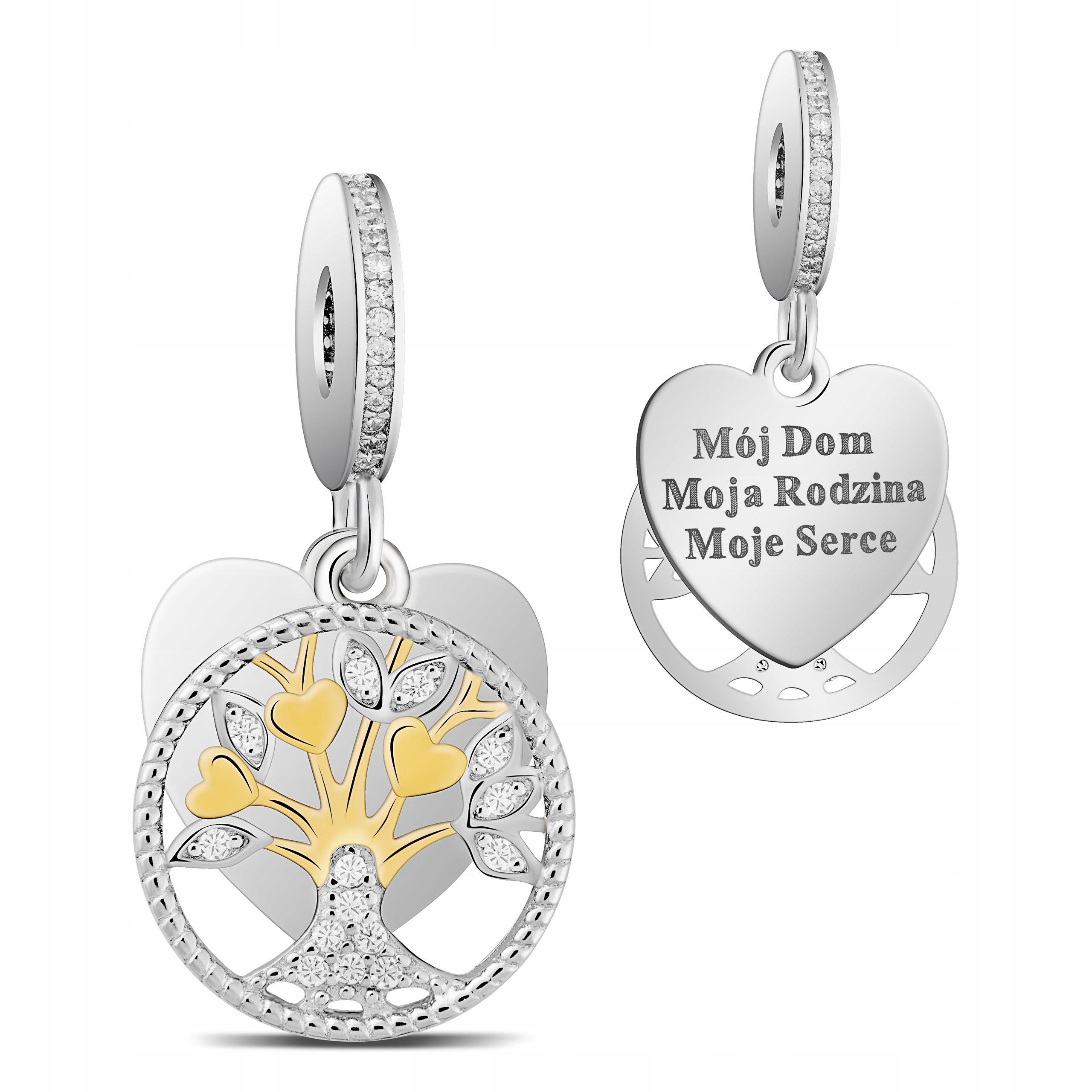 

Zawieszka Charms Serce Drzewko Srebro 925 Grawer