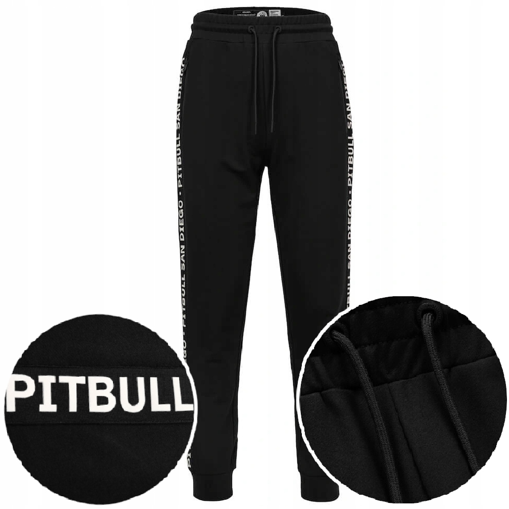 Męskie Spodnie Dresowe Pit Bull Tricot Terry Tape Parker regularny fason_L