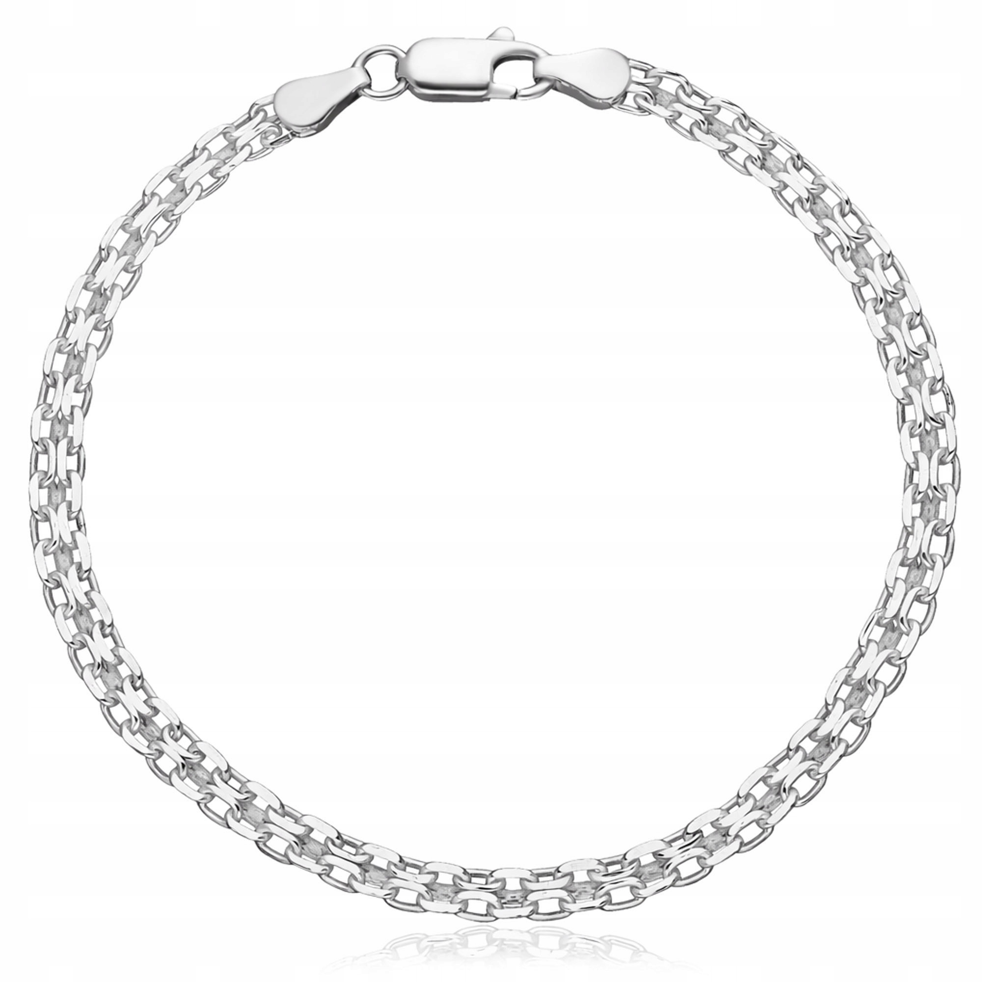 Stříbrný náramek Bismarck 925, dvojitý, elegantní a pevný, 19 Cm
