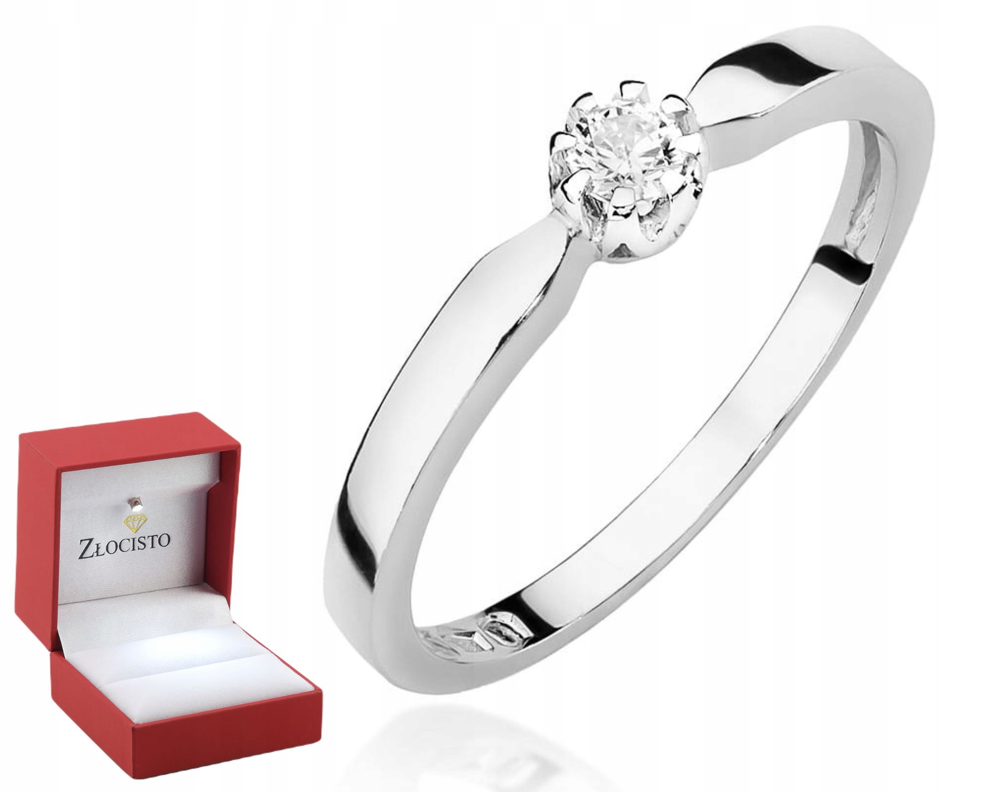 Prstýnek Diamant Bílé Zlato Gravírování Bonus 585 Dárek