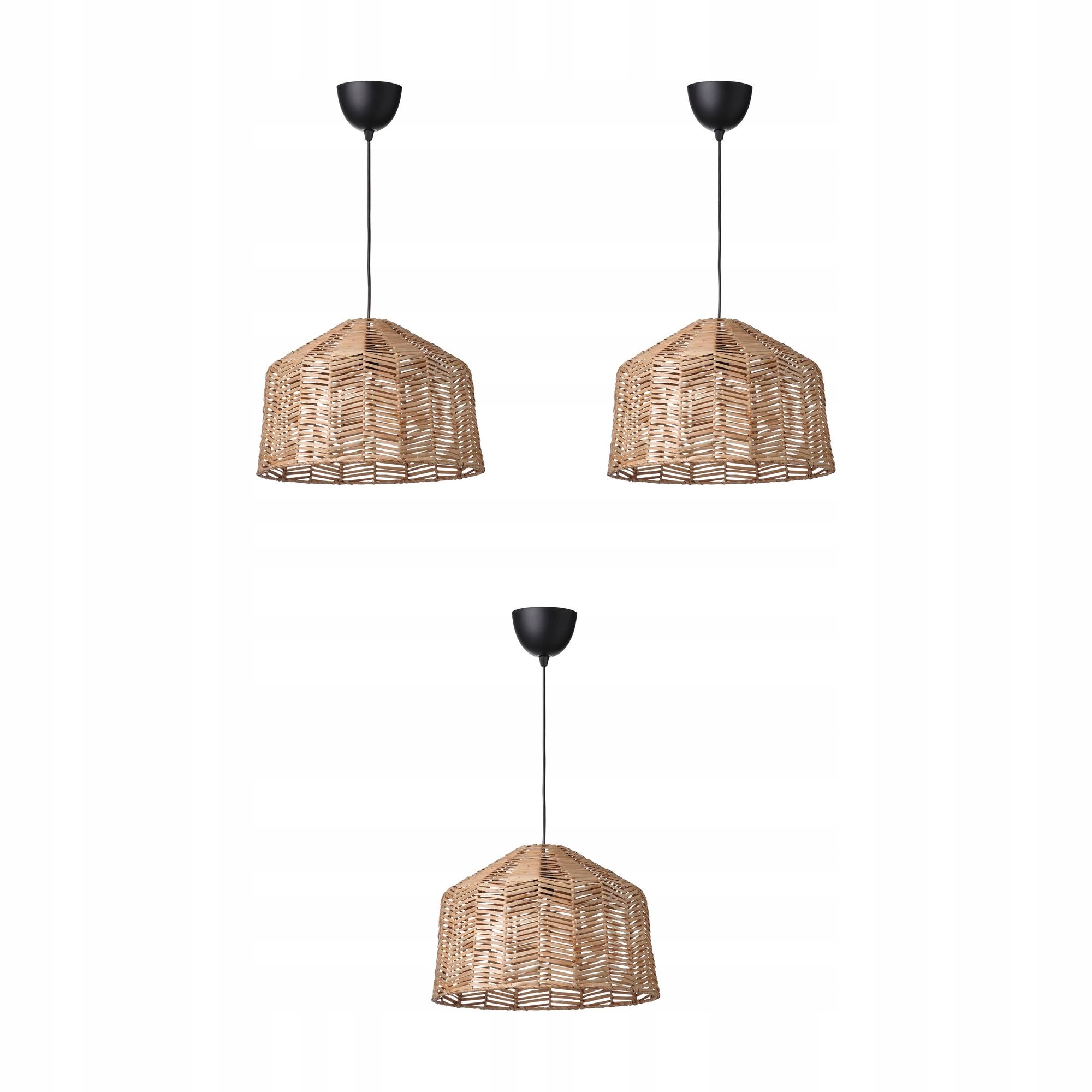 3 szt. Kappeland Havsdjup Lampa wisząca czarny/rattan 45 cm