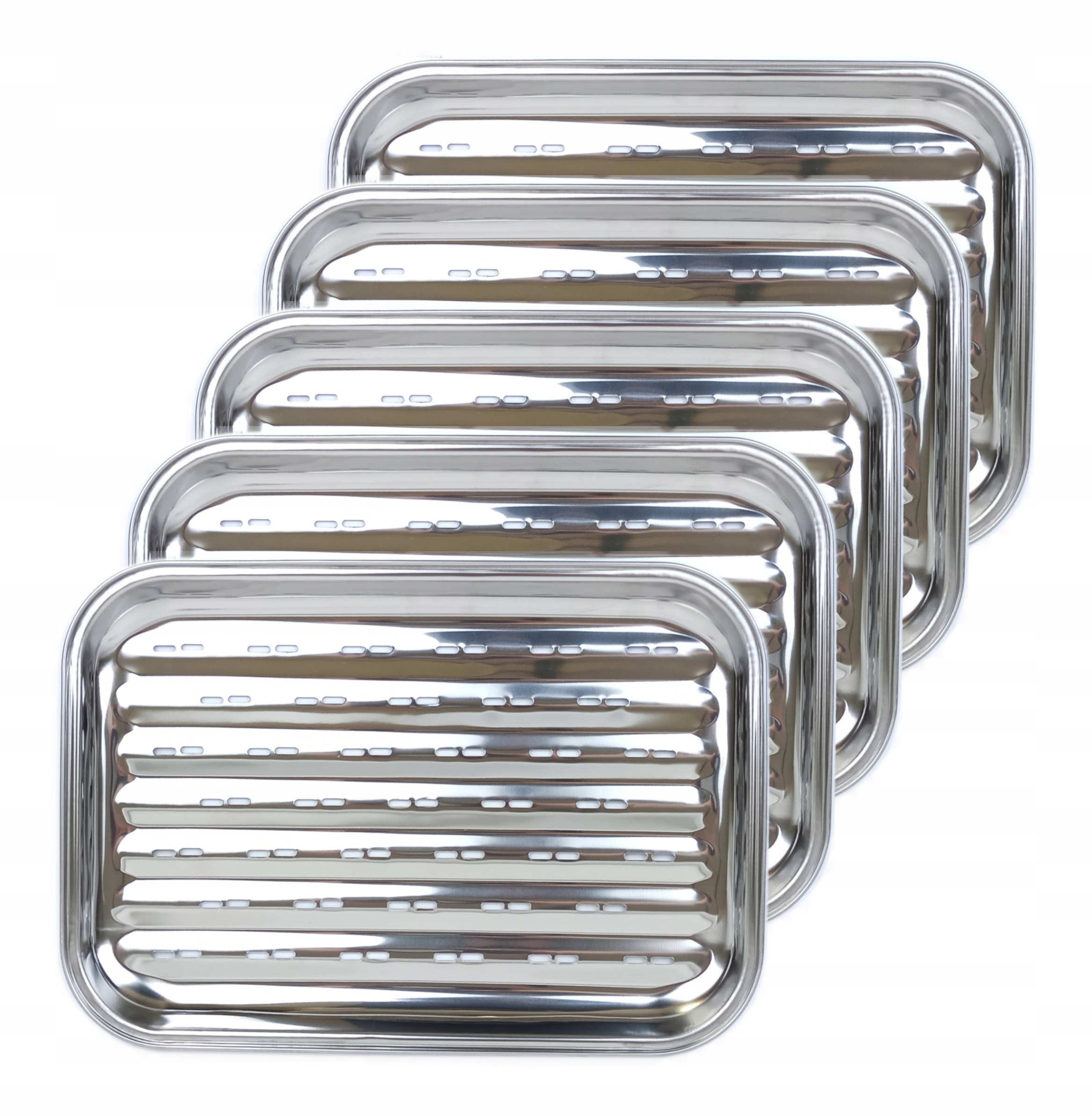 Wielorazowe Tacki na Grilla ze Stali Nierdzewnej Twarde Stalowe Tace 5 szt.