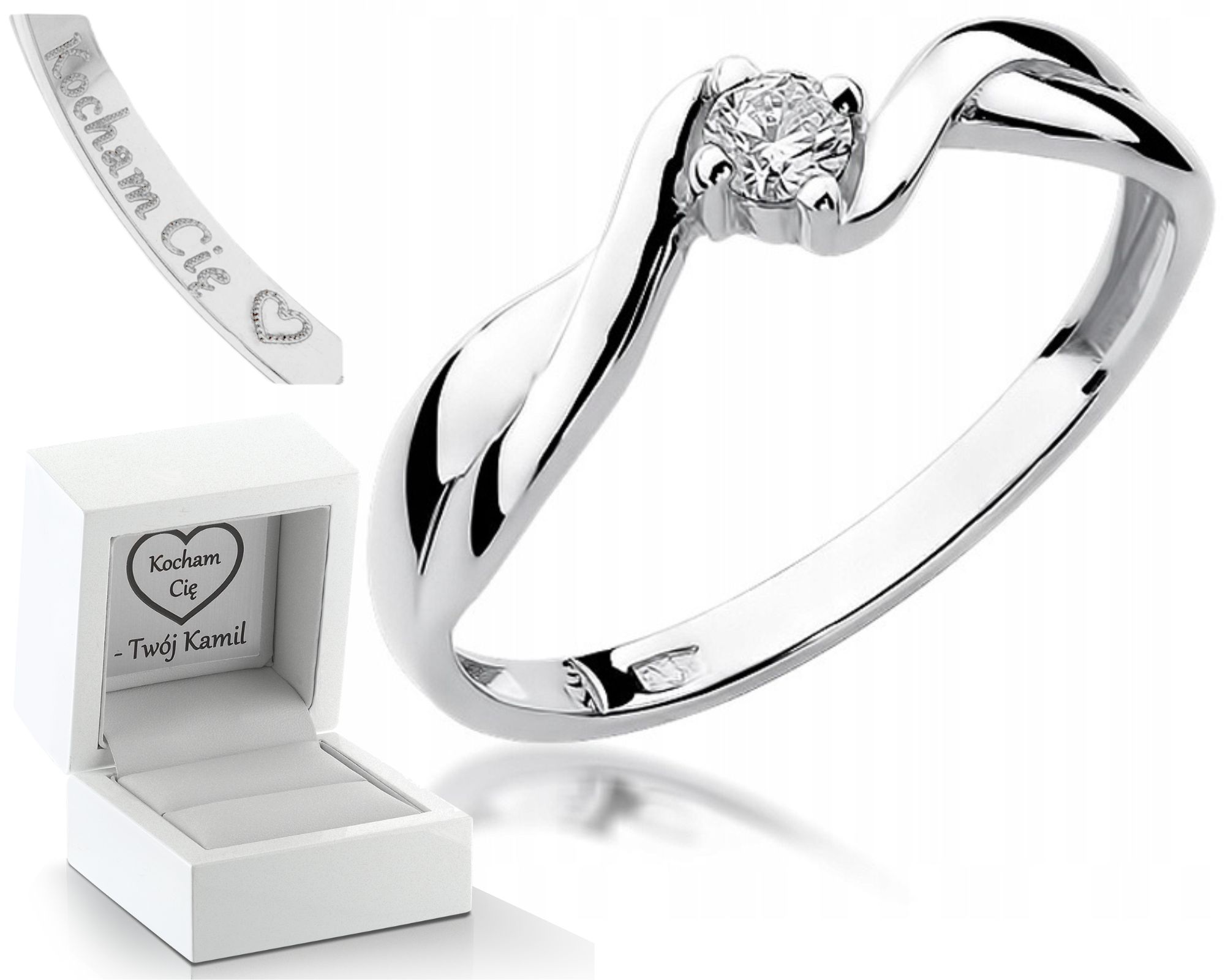 Prstýnek S Diamantem Bílé Zlato 585 Gravírování Zlato