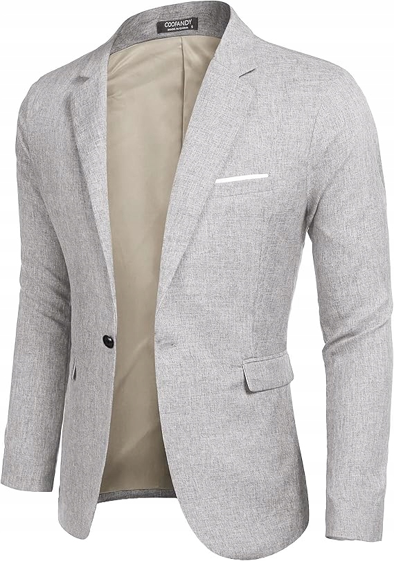 Pánská Sako Slim Fit Elegantní Rekreační Ležérní L Světle Šedá