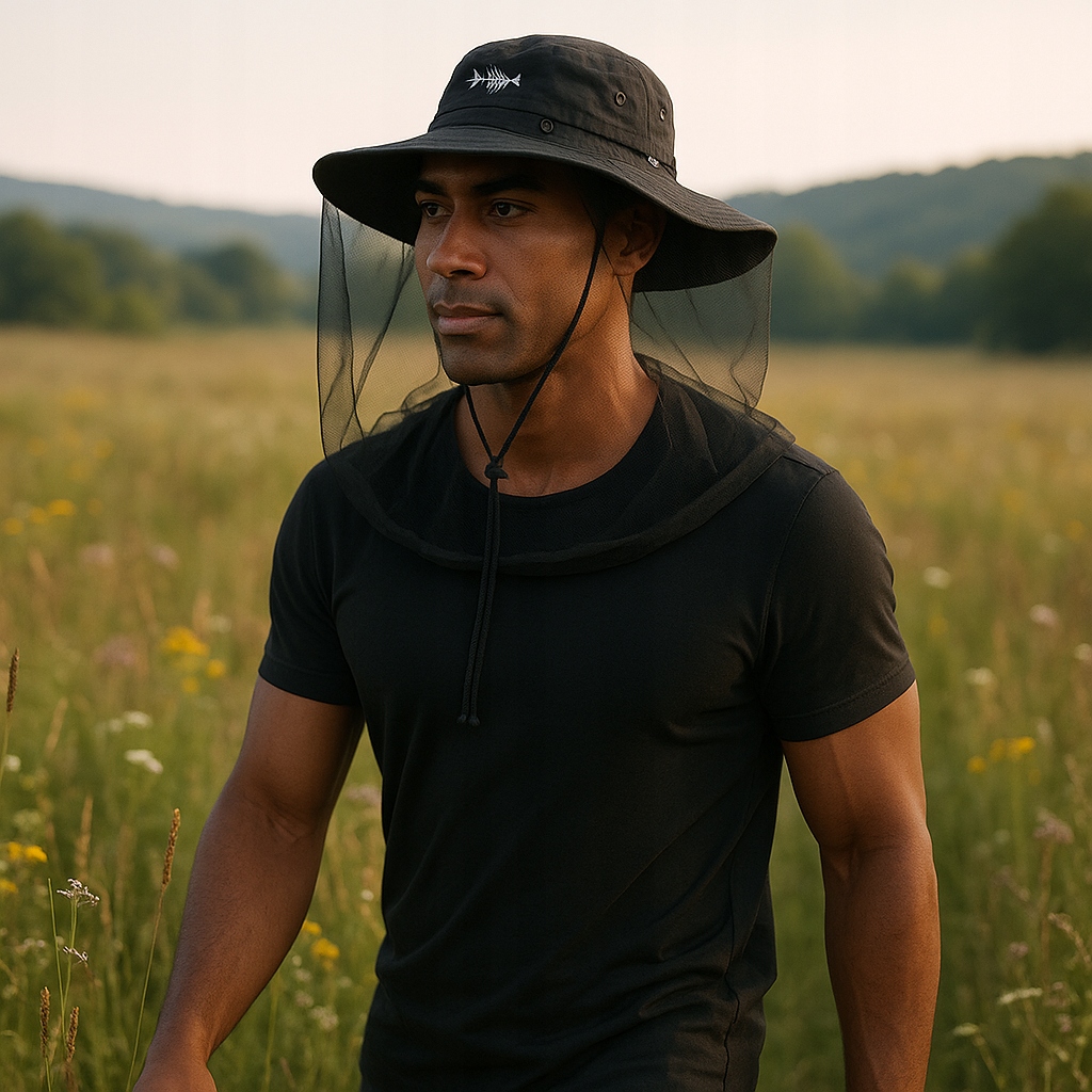 KAPELUSZ PRZECIWSŁONECZNY Z SIATKĄ MOSKITIERĄ CZAPKA OCHRONNA - CZAPKI Marka bez marki