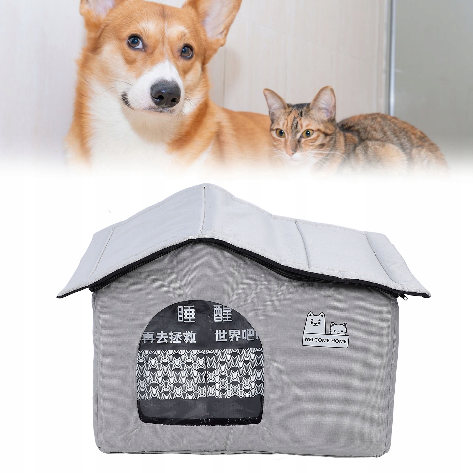 Levně Chladicí domeček pro kočky, letní domeček pro mazlíčky z tkaniny Oxford odolné proti kousání