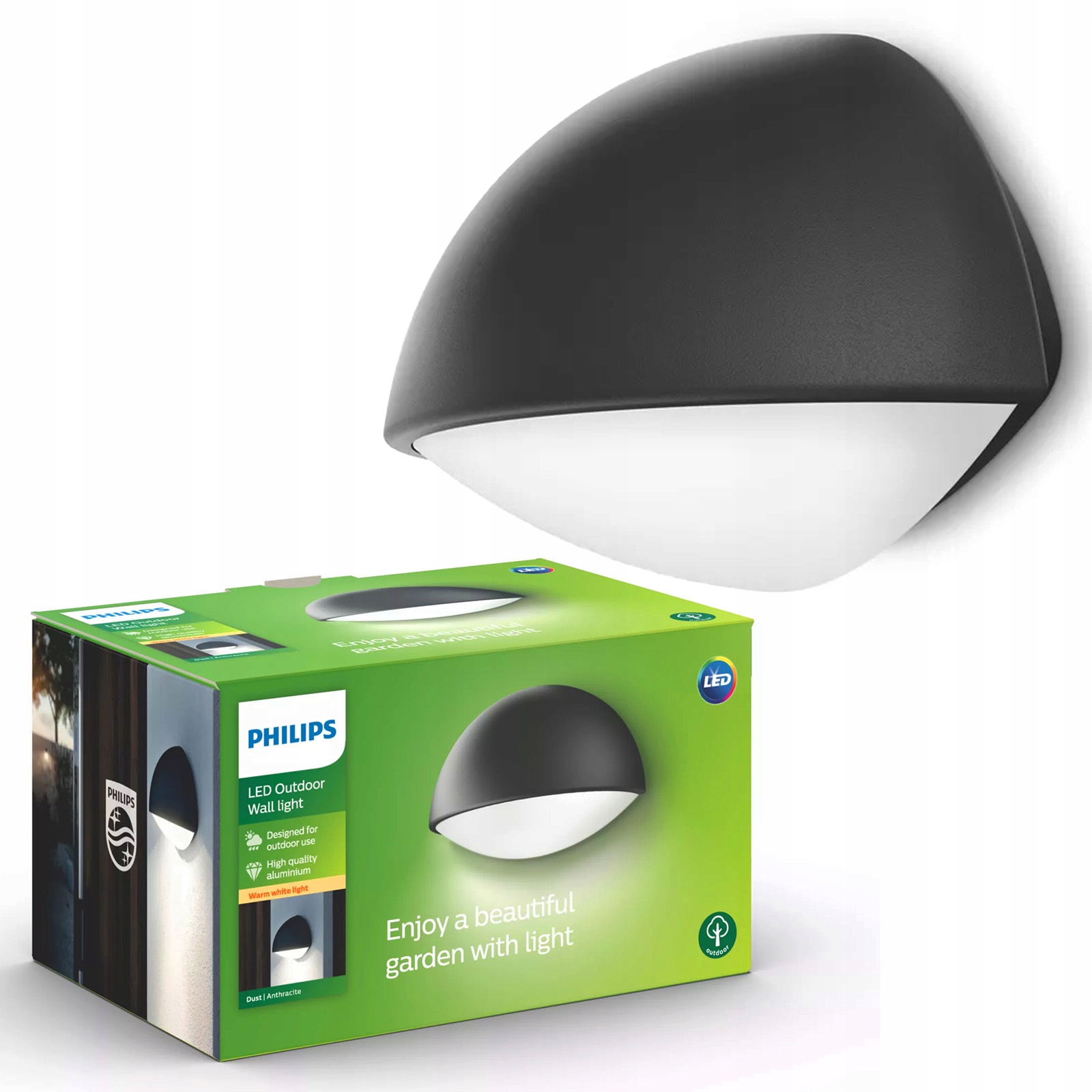 Zahradní Led lampa Fasádní nástěnné svítidlo Dust 3W 2700K IP44 Antracit Philips
