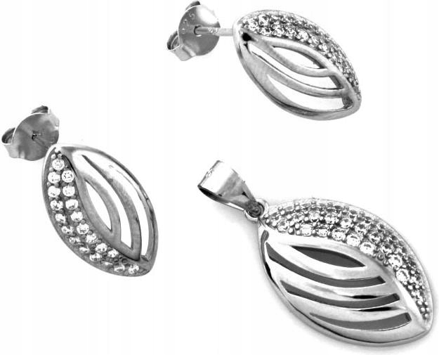 Stříbrný komplet šperků 925 s zirkony, exkluzivní vzor, dárek