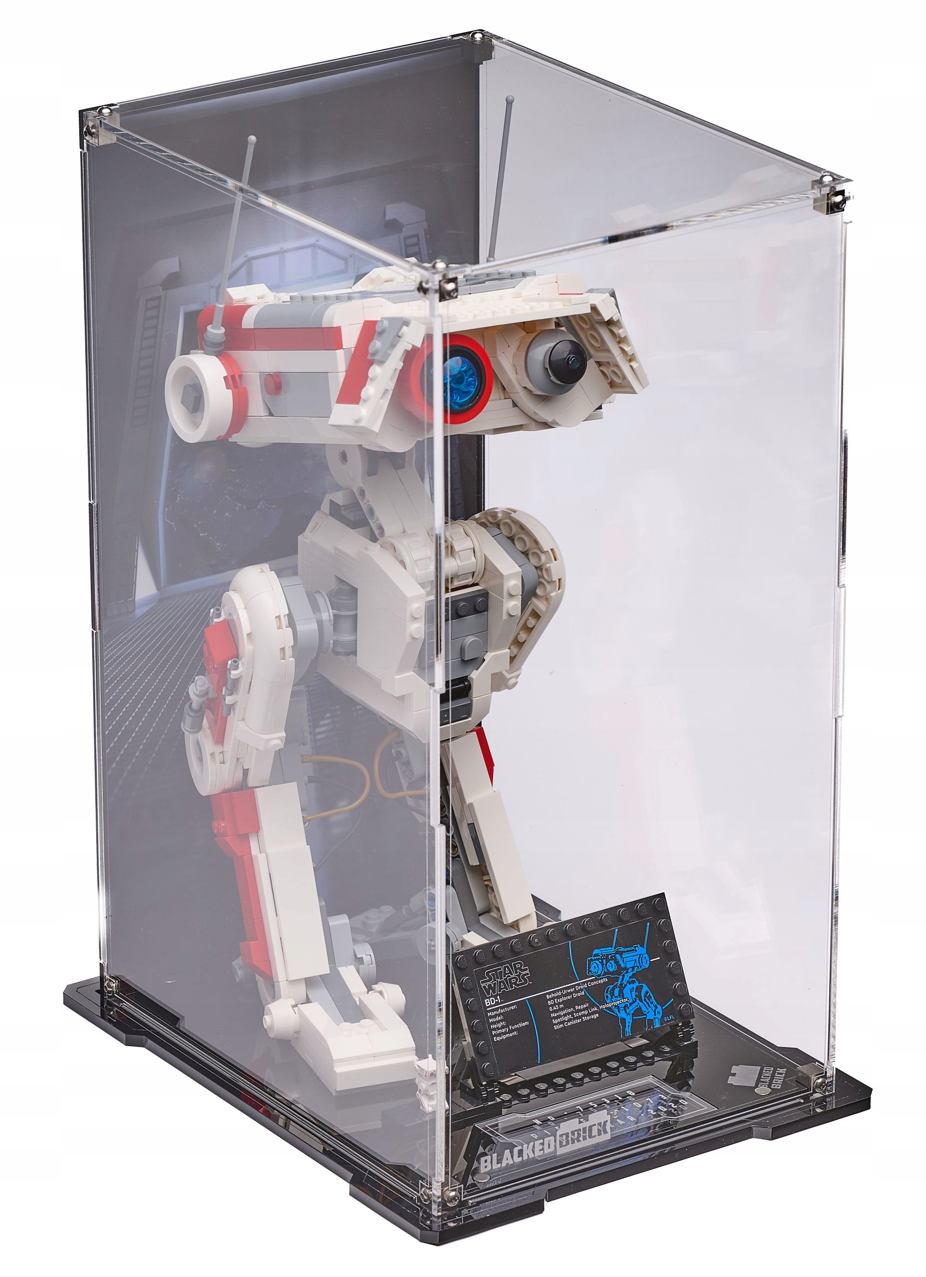 Vitrína s pozadím Blacked Brick pre Lego Star Wars 75335 BD-1