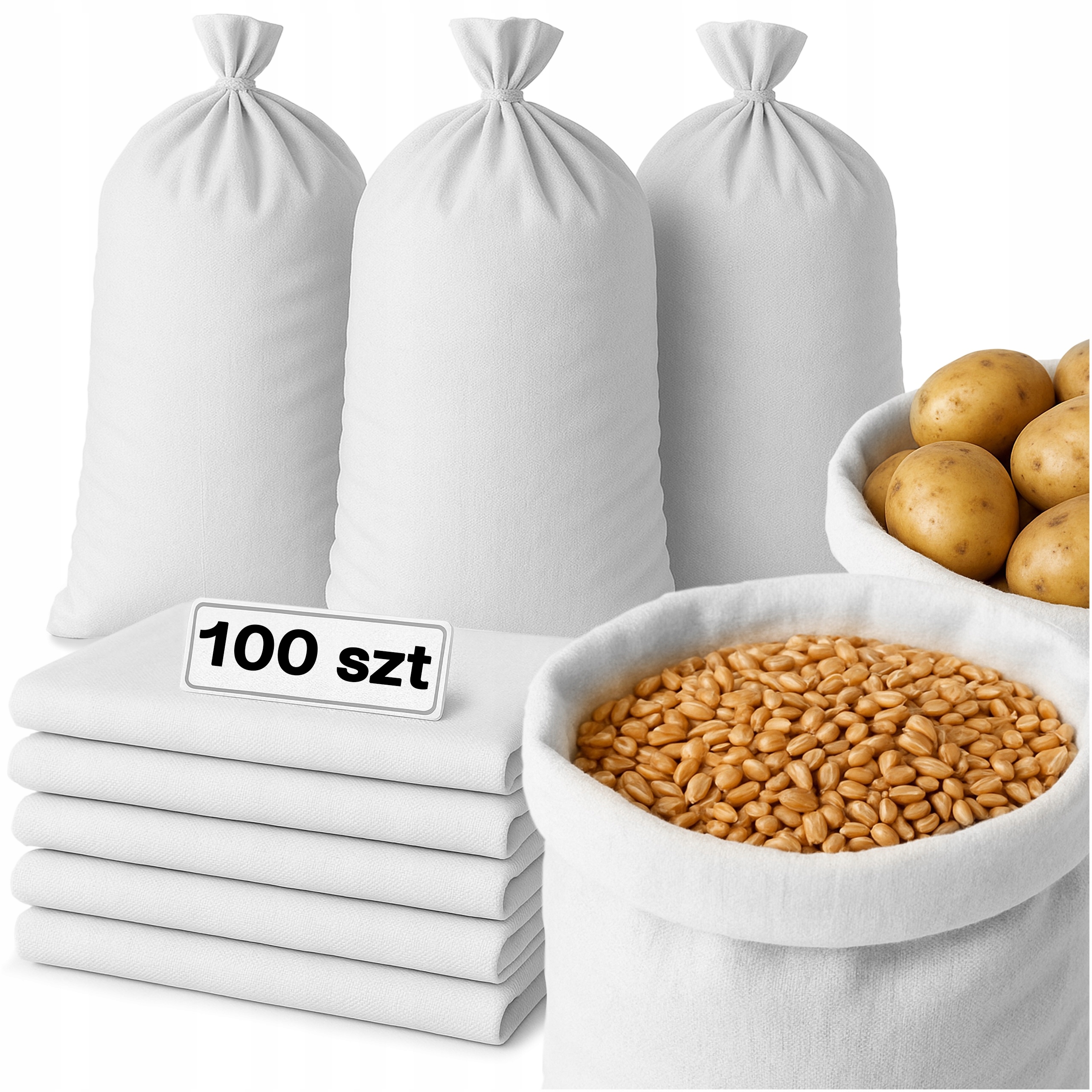 Sáčky Na Suť Obiloviny Písek Uhlí Odpadky Silné 30kg 50x80 cm Sada 100 ks