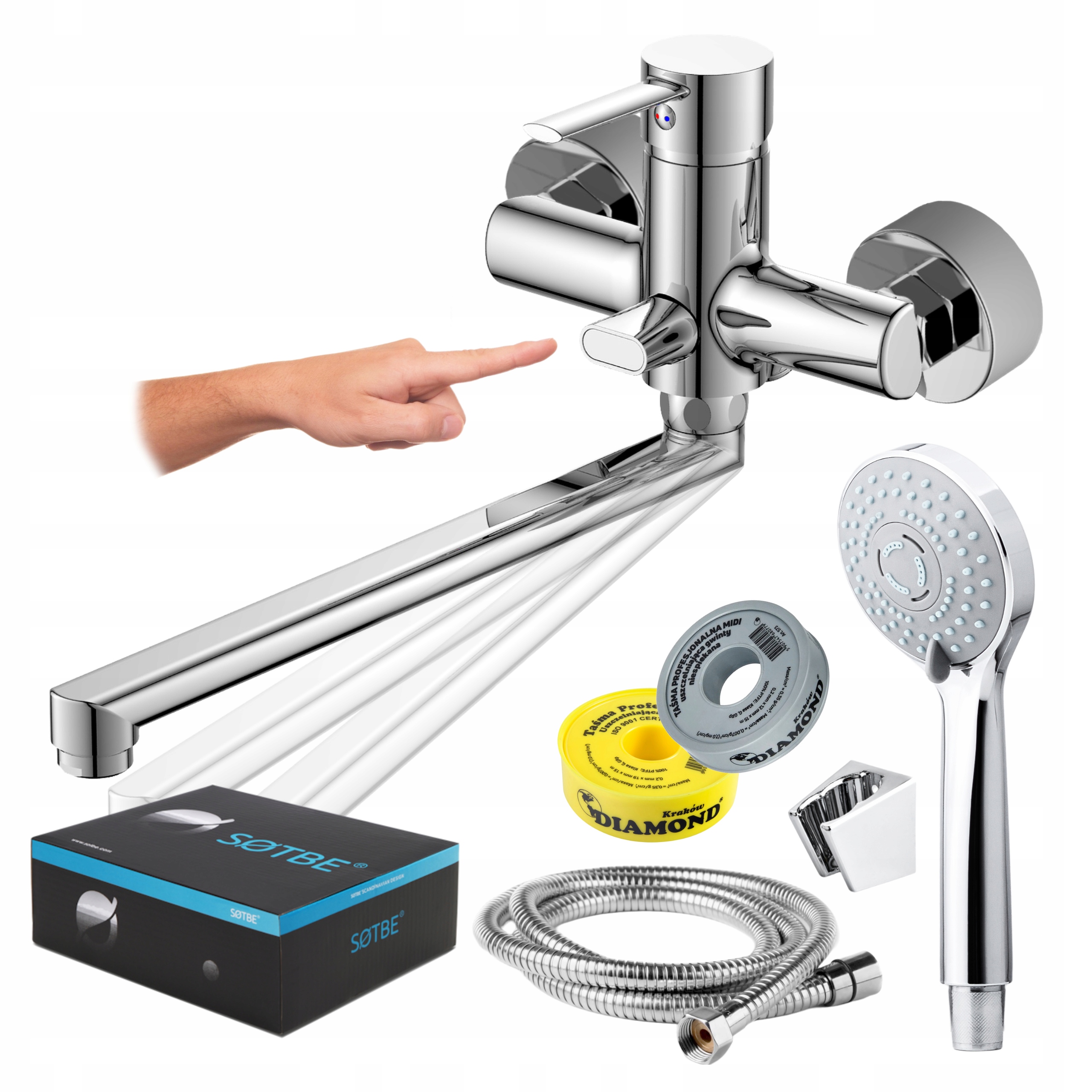 Vaňová batéria nástenná Kran s dlhým pohyblivým výtokom Armatura Sotbe Uni-bwr