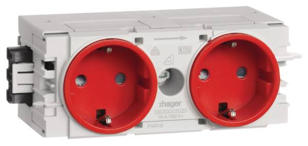Hager GS20003020 Steckdose 2fach m.Wago C-Profil