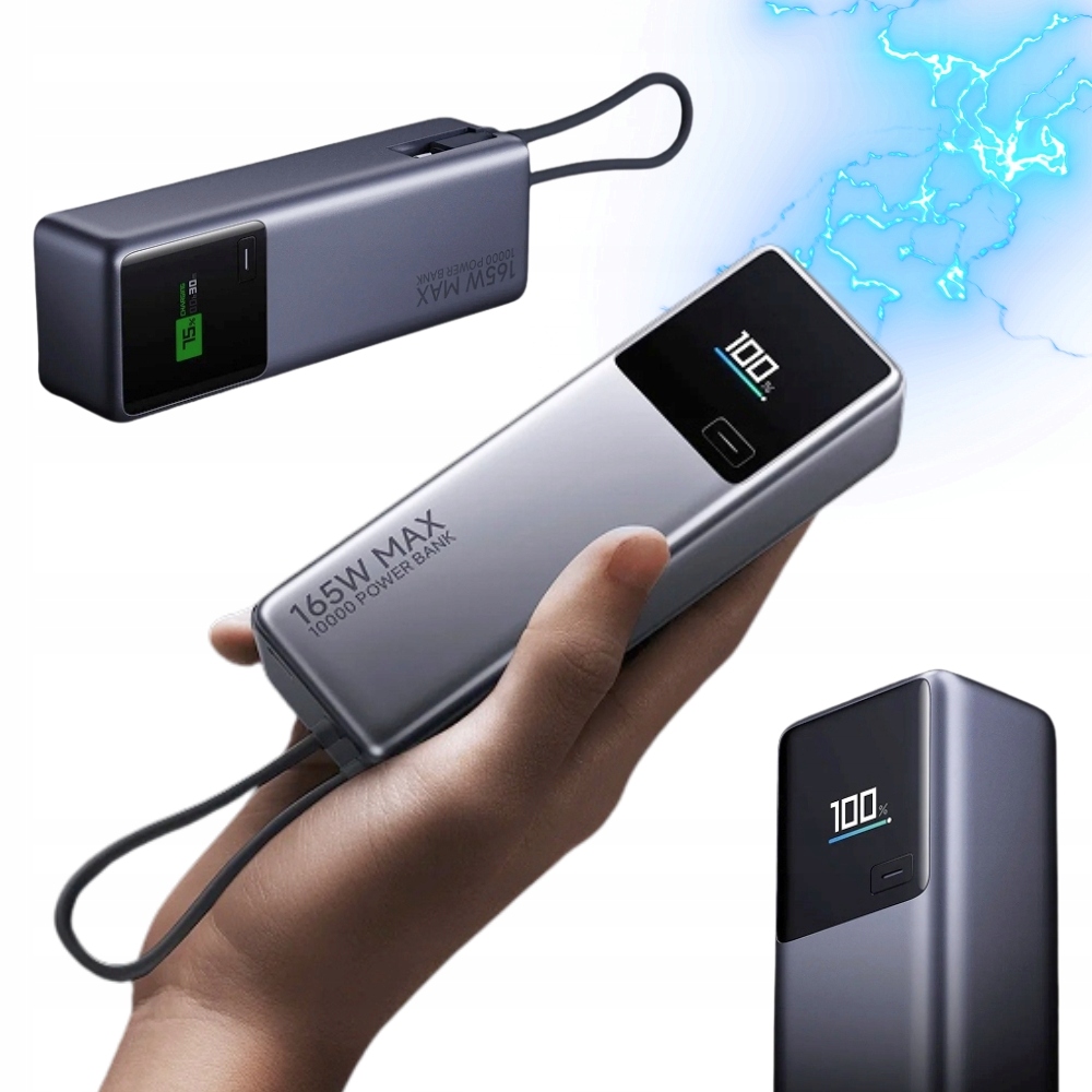 Powerbanka s kabelem Xiaomi 165W Powerbanka 10000mAh Integrovaný kabel Šedá