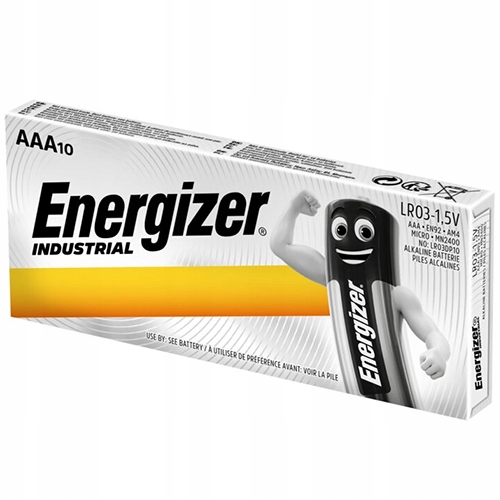 10x BATERIE ENERGIZER INDUSTRIAL AAA 1.5V LR03 E92 CIEŃKIE PALUSZKI MOCNE !