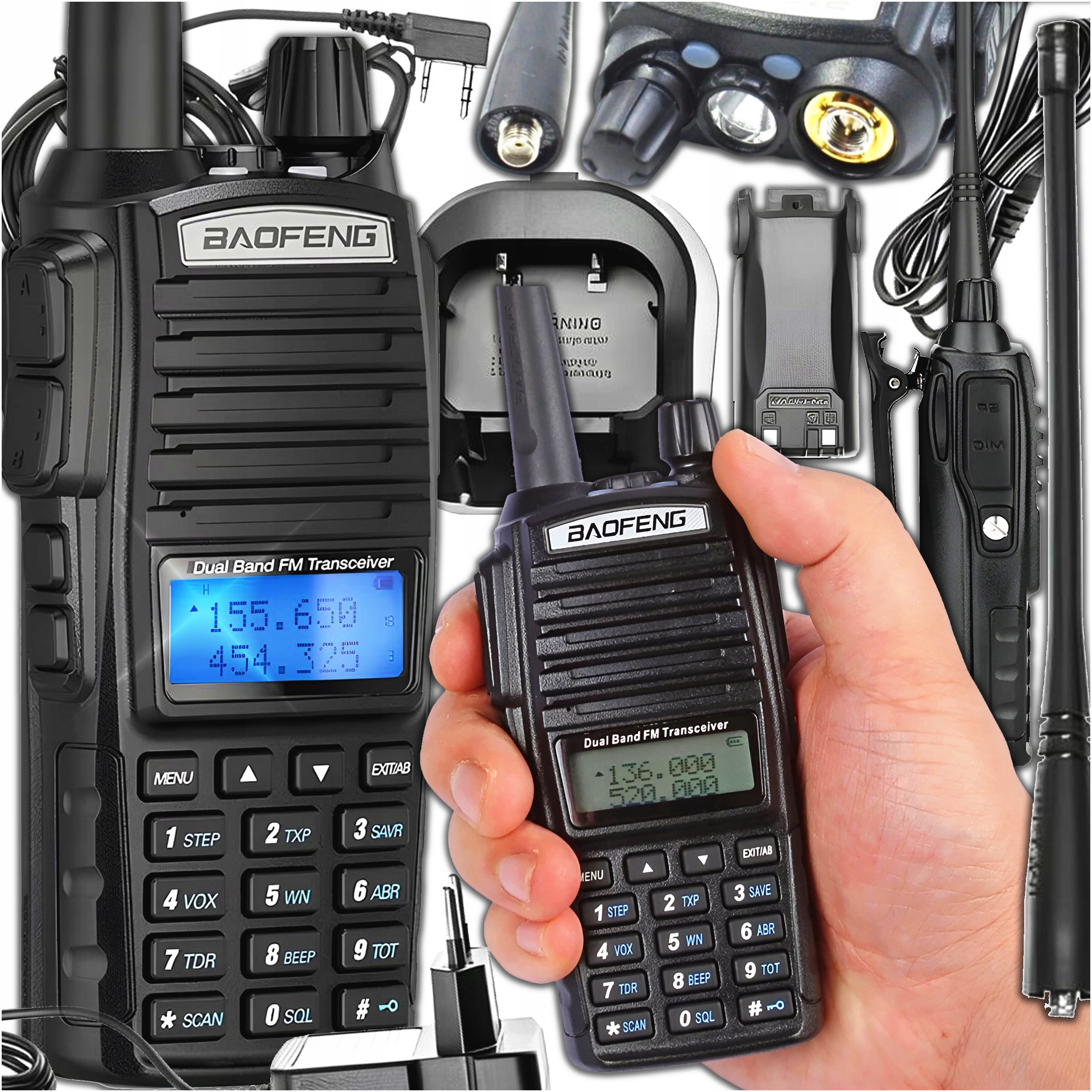 WALKIE TALKIE KRÓTKOFALÓWKA RADIOTELEFON Baofeng UV-82 8W SKANER 10 KM LED