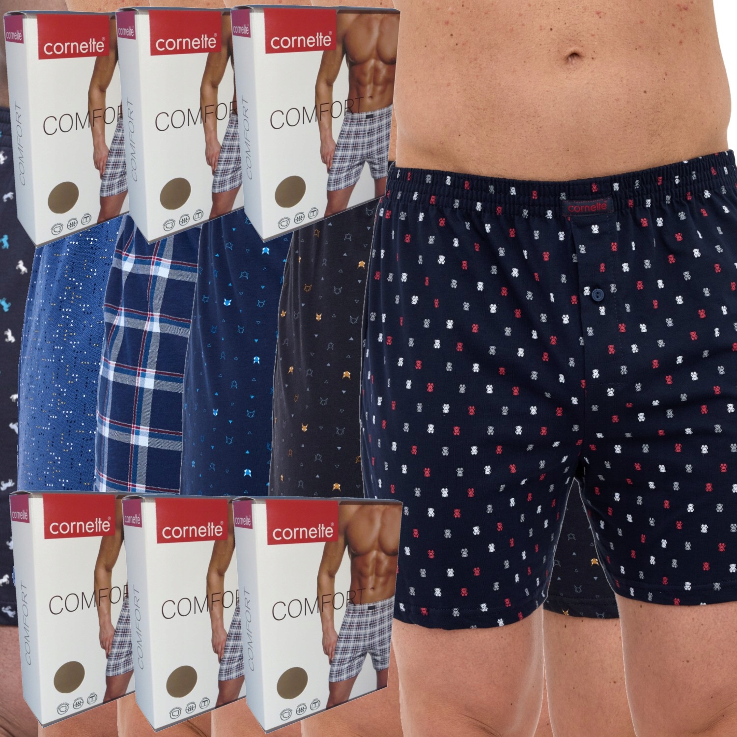 Cornette boxerky Comfort volné šortky bavlna pohodlné 6 balení 6 kusů 5XL