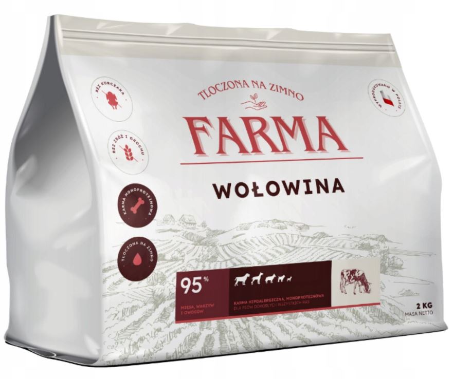 Farma Suché Krmivo s hovězím masem lisované za studena Hovězí maso 2 kg