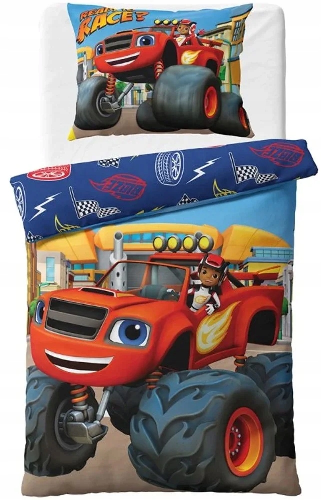 Blaze Maszyny Pościel Bawełniana Monster Truck 140x200 Młodzieżowa