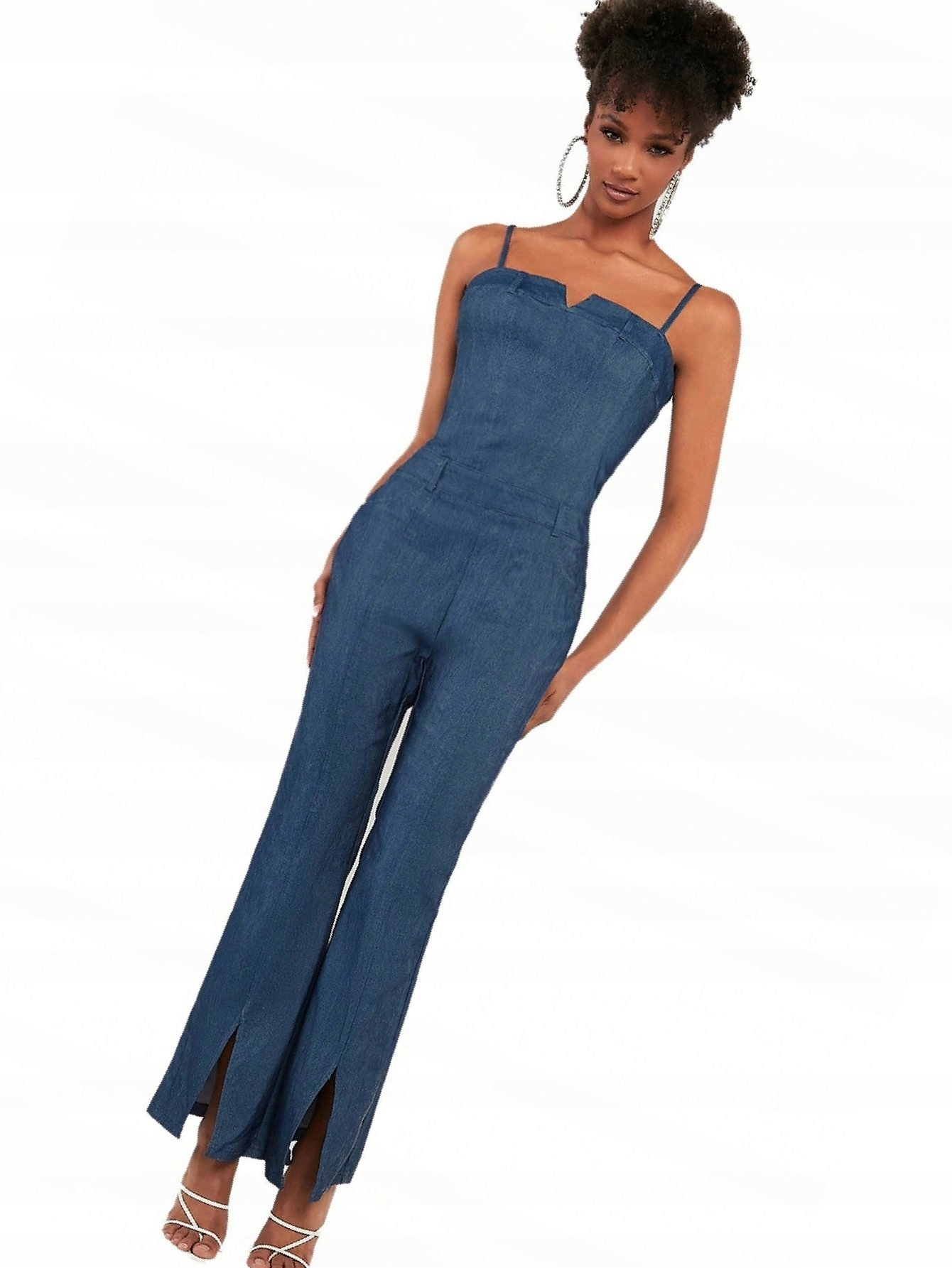 Kombinéza Na Ramínkách Imitace Džínu Modrá Denní L 40