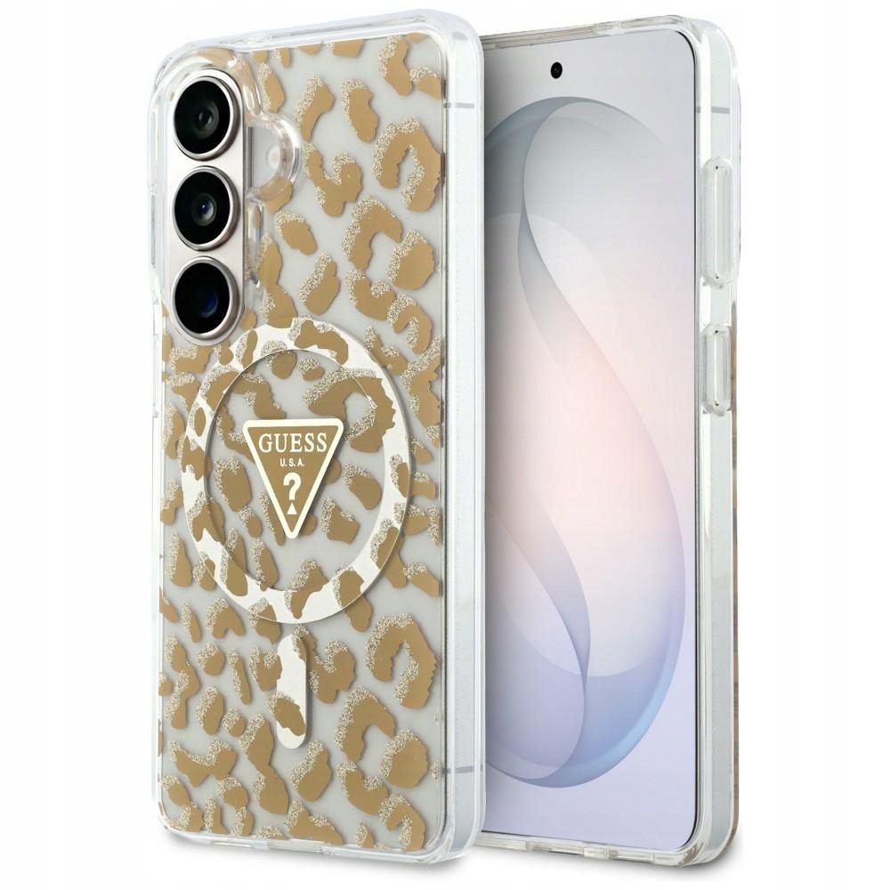 Etui Guess IML Leopard Print Triangle MagSafe na Samsung Galaxy S26 Guess