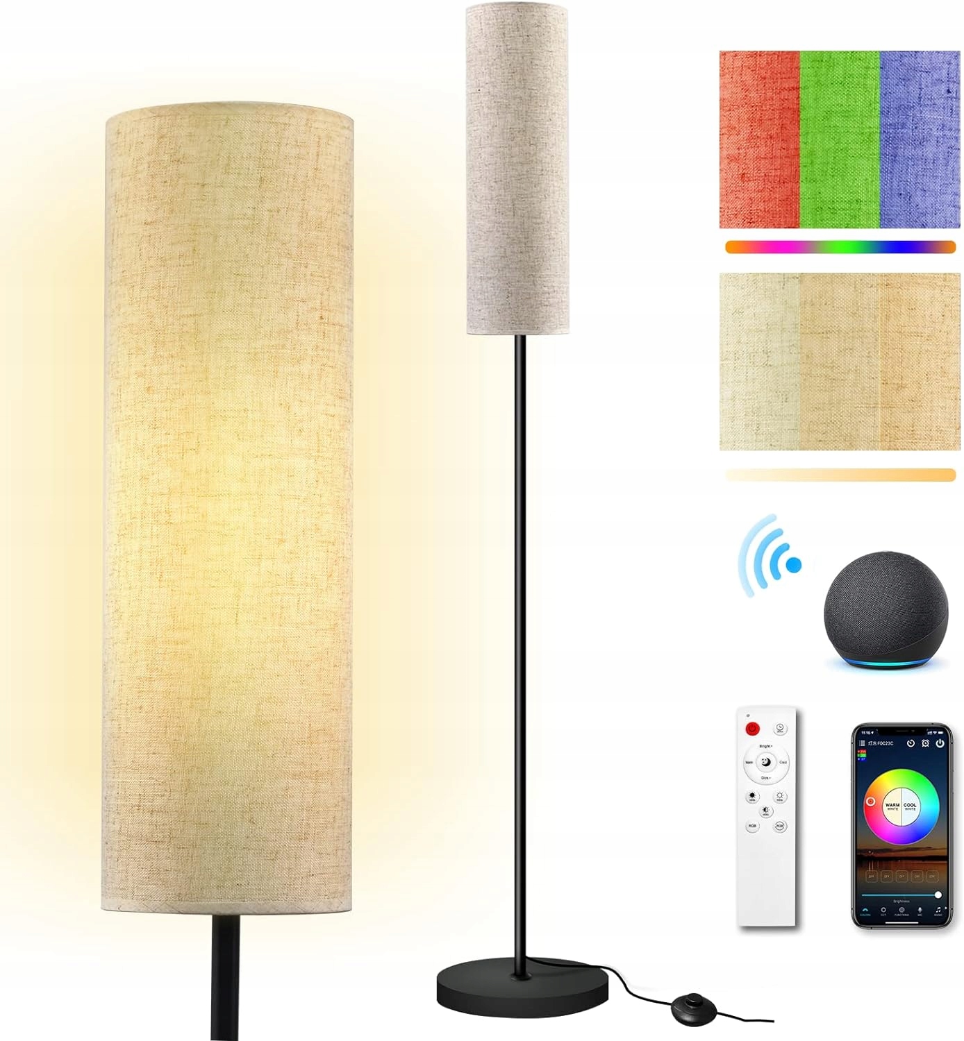 Fortant Stojací Lampa Led/rgb 12W 2700-6500K Do Obývacího Pokoje Ložnice