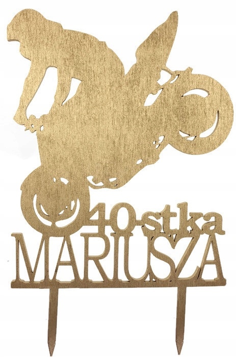 

Topper z motocyklem z Imieniem Wiekiem złoty mat