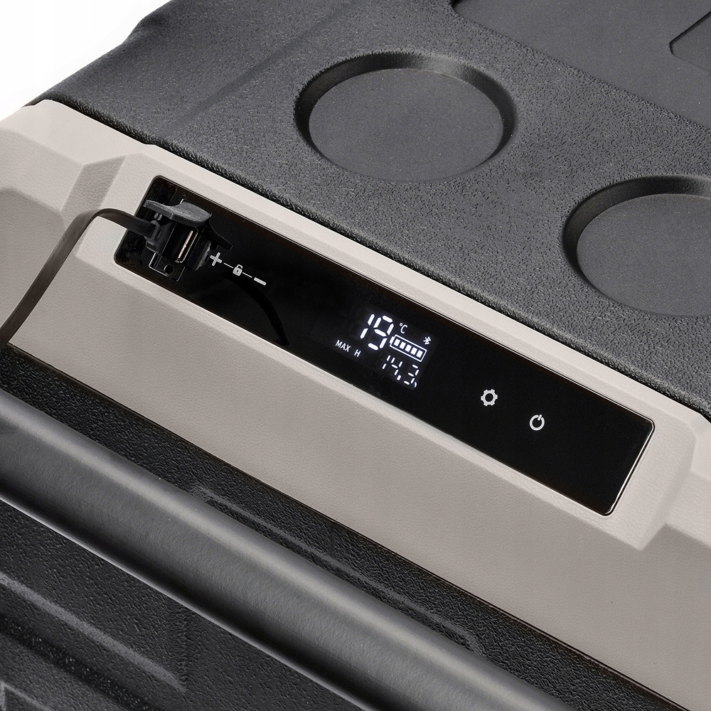 Lodówka turystyczna samochodowa kompresorowa zamrażarka -20/20°C Meteor 50l Cechy dodatkowe kółka miejsce na butelkę tryb ECO uchwyt wentylator