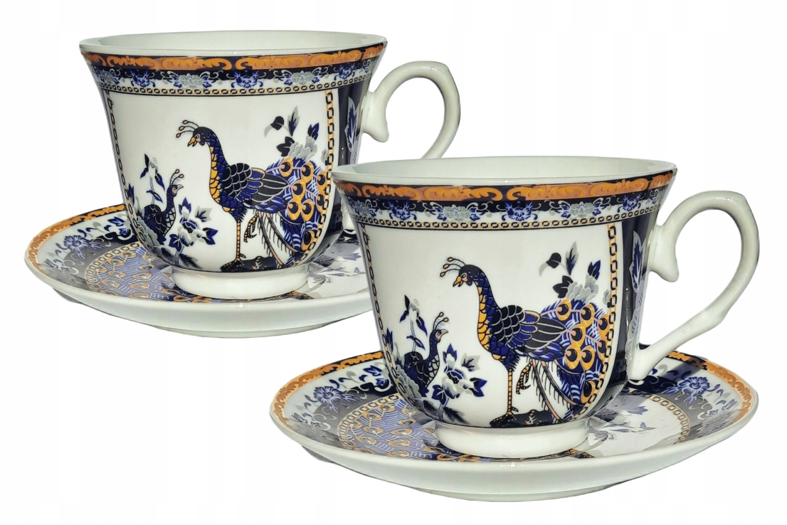 

Zestaw 2 Filiżanek Pawie Niebieskie bone china