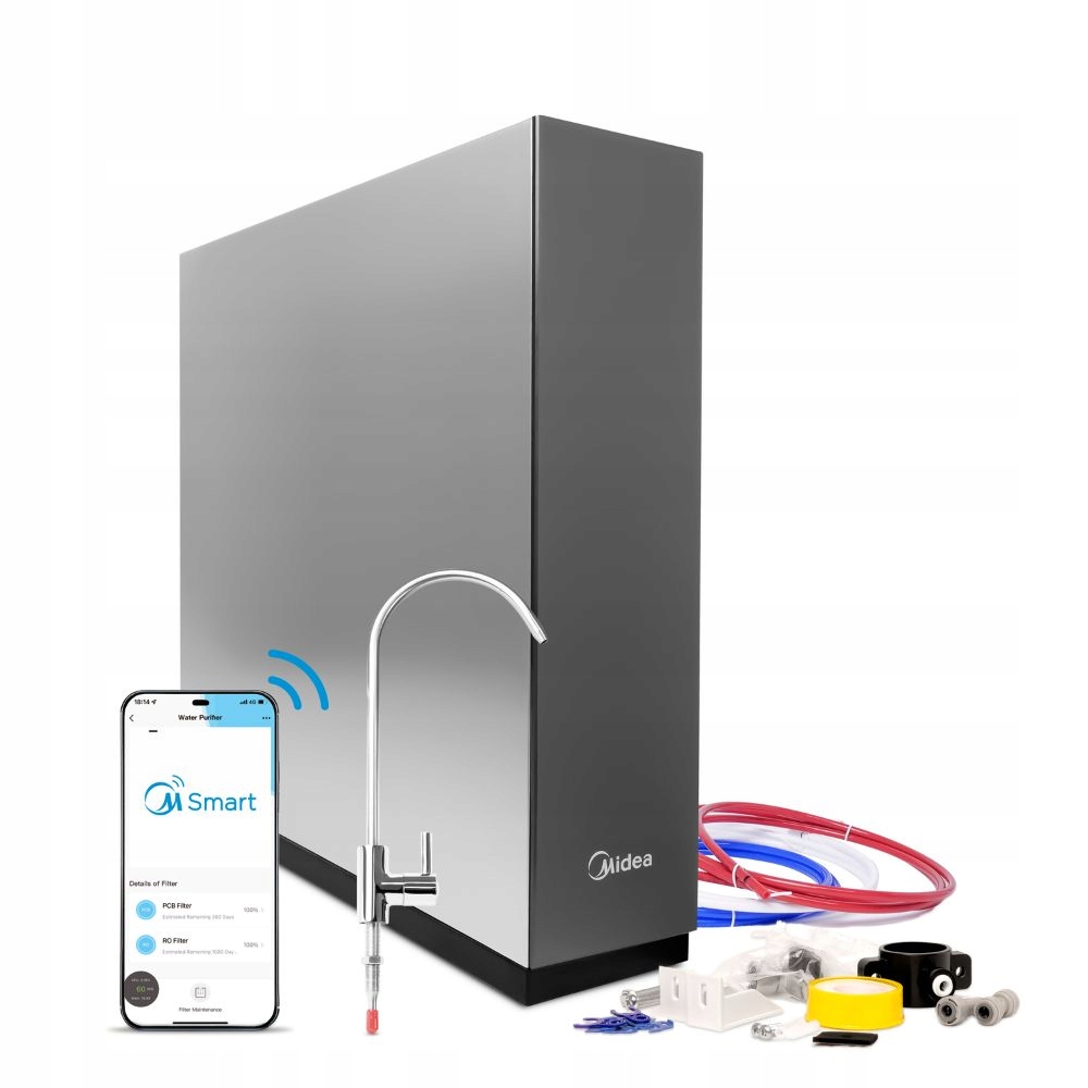 Beznádržový filtr reverzní osmózy s WiFi a vodním čerpadlem Midea 600GPD