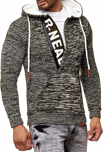 Pánský Svetr Tlustý Teplý Rozepínací S Kapucí Klokanka 3XL