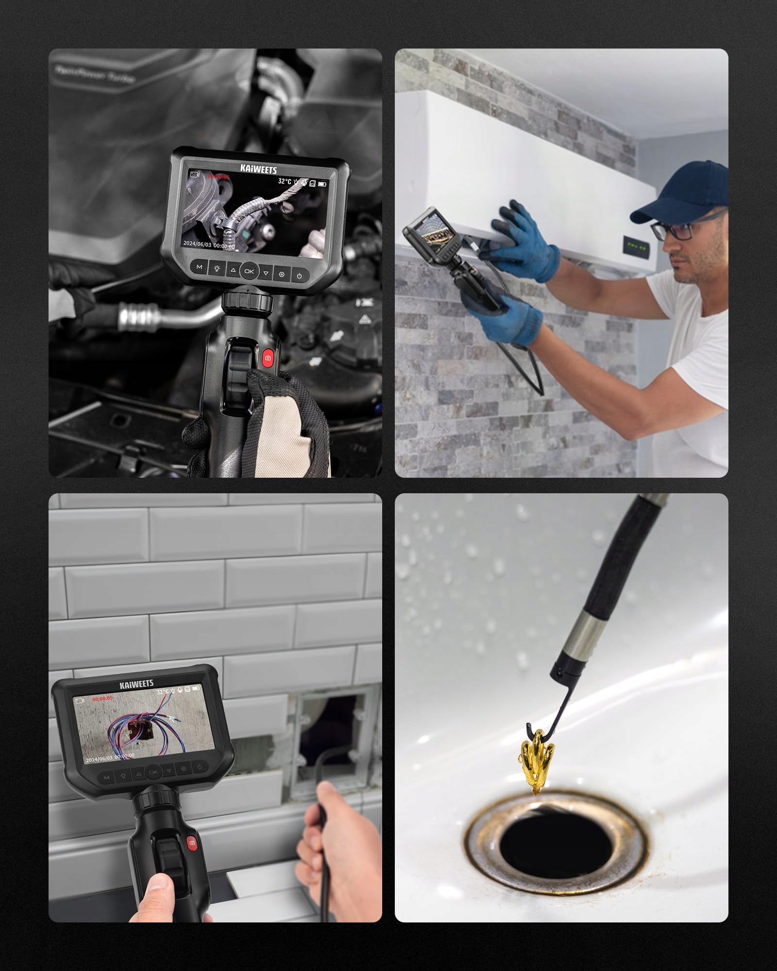 KAIWEETS Kamera Inspekcyjna Endoskop 4,3'' IPS 1080P Wodoodporna IP67 — miniatura 9