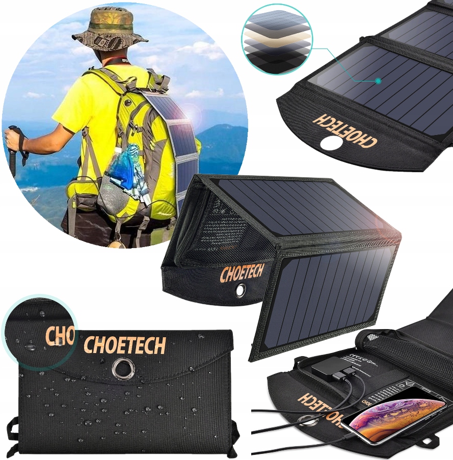 

Mocna Mata Ładowarka Solarna Choetech 2xUSB 19W