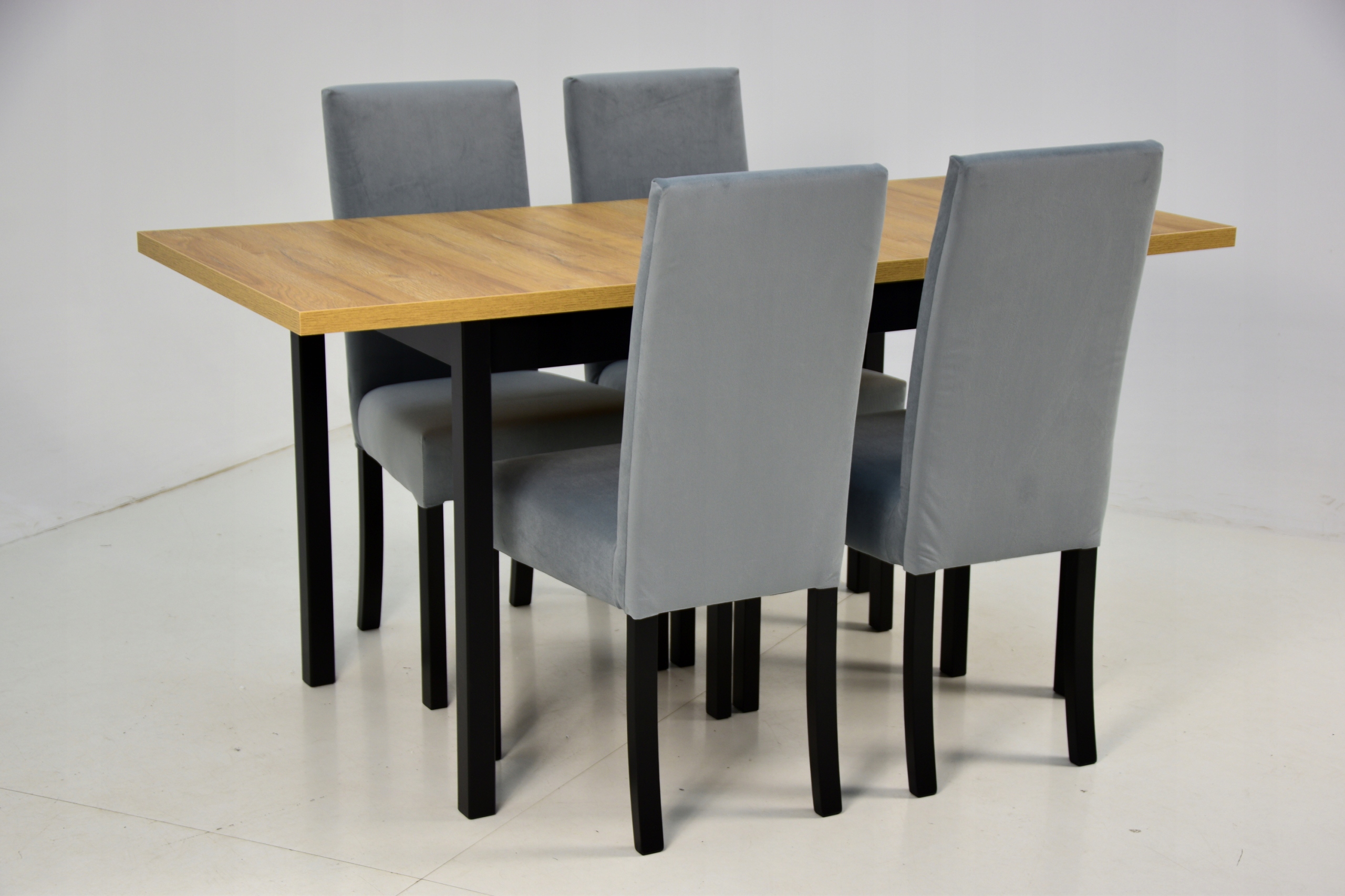 Zestaw 4 krzesła i stół 70x120/160 SZARY WELUR Kod producenta R-2 + M-10