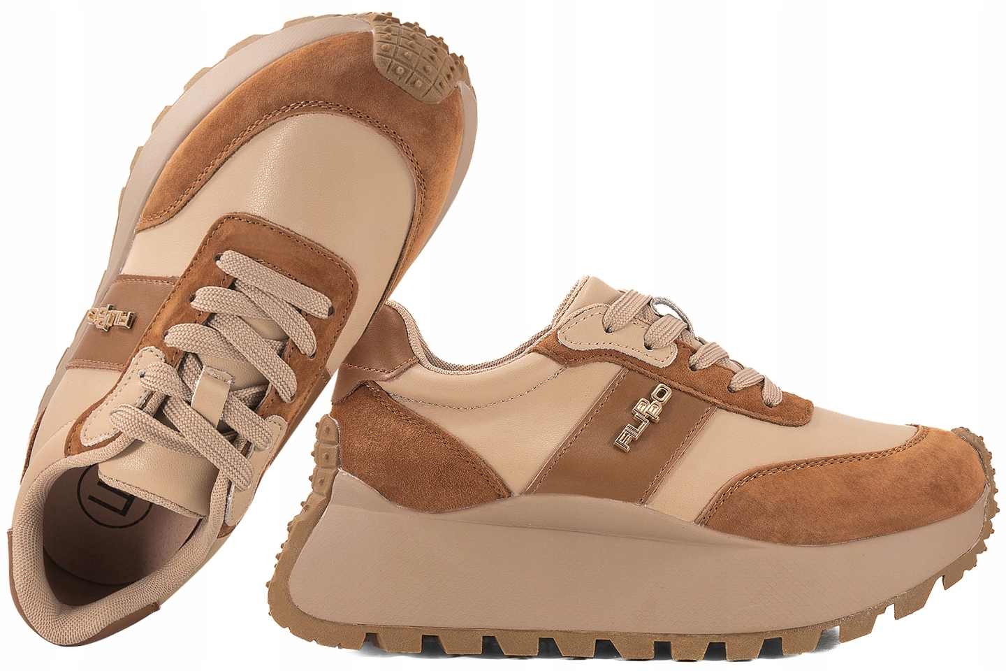 Filippo DP6785 Dámské Polobotky Tenisky Na Platformě Kožené béžová/červená 40