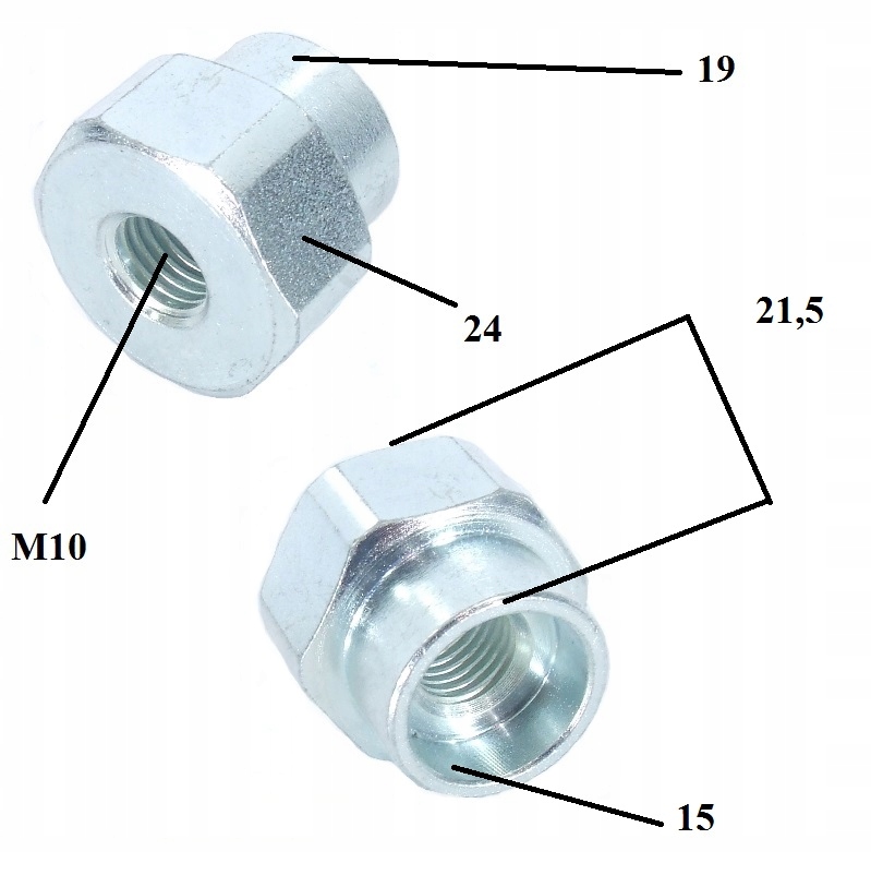 ADAPTER GŁOWICY TECOMEC M10X1,25 LEWY WEWNĘTRZNY NA KLUCZ 24 ORYGINAŁ Marka Tecomec