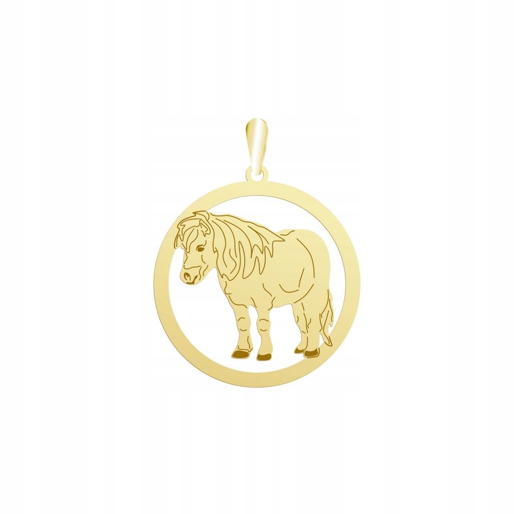 Zlatý přívěsek s koněm Shetland Pony 925 Dárek Žena Šperky Gravírování