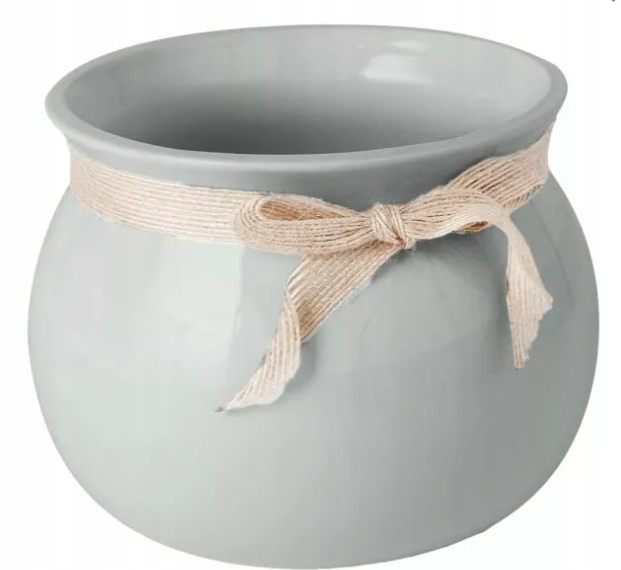 

Doniczka Ceramiczna Osłonka Ze Wstążką Szara 16 cm