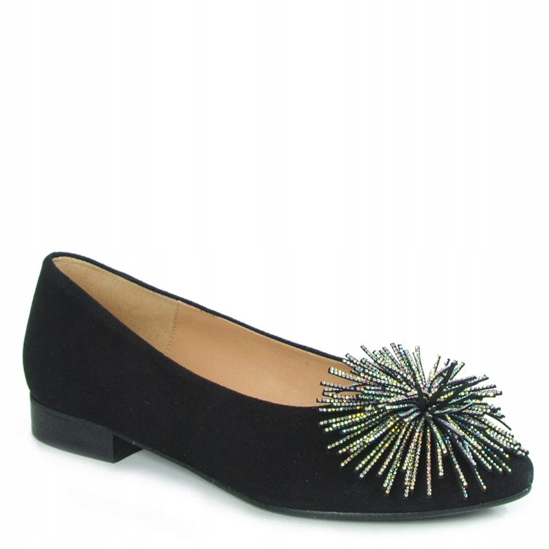 Karino 4953 Černé Kožené Baleríny S Ozdobou 36