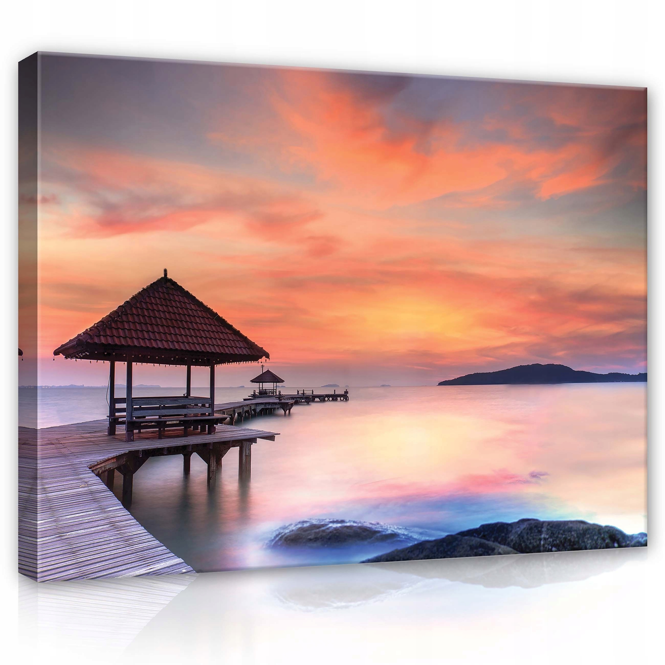 Obraz 100x75 Západ slunce moře molo altán klid ticho příroda romantismus