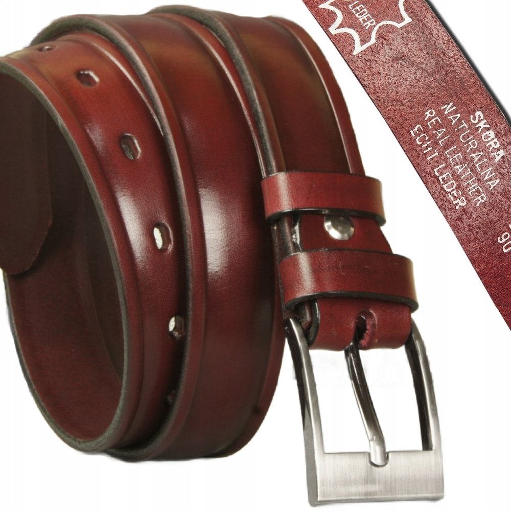 

Pasek Skórzany Męski Mocna Skóra Licowa Pas 90 cm