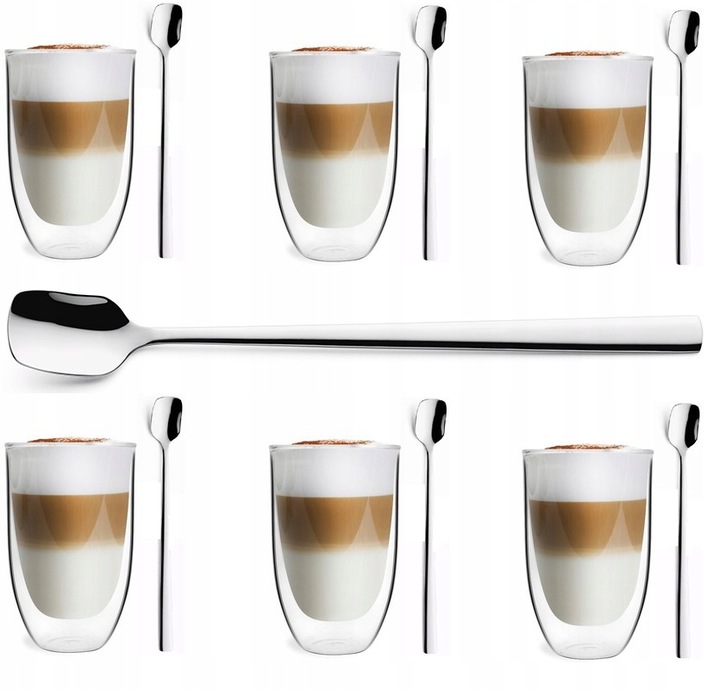 

Vialli 6 Filiżanki Szklanki Termiczne Kawy Latte