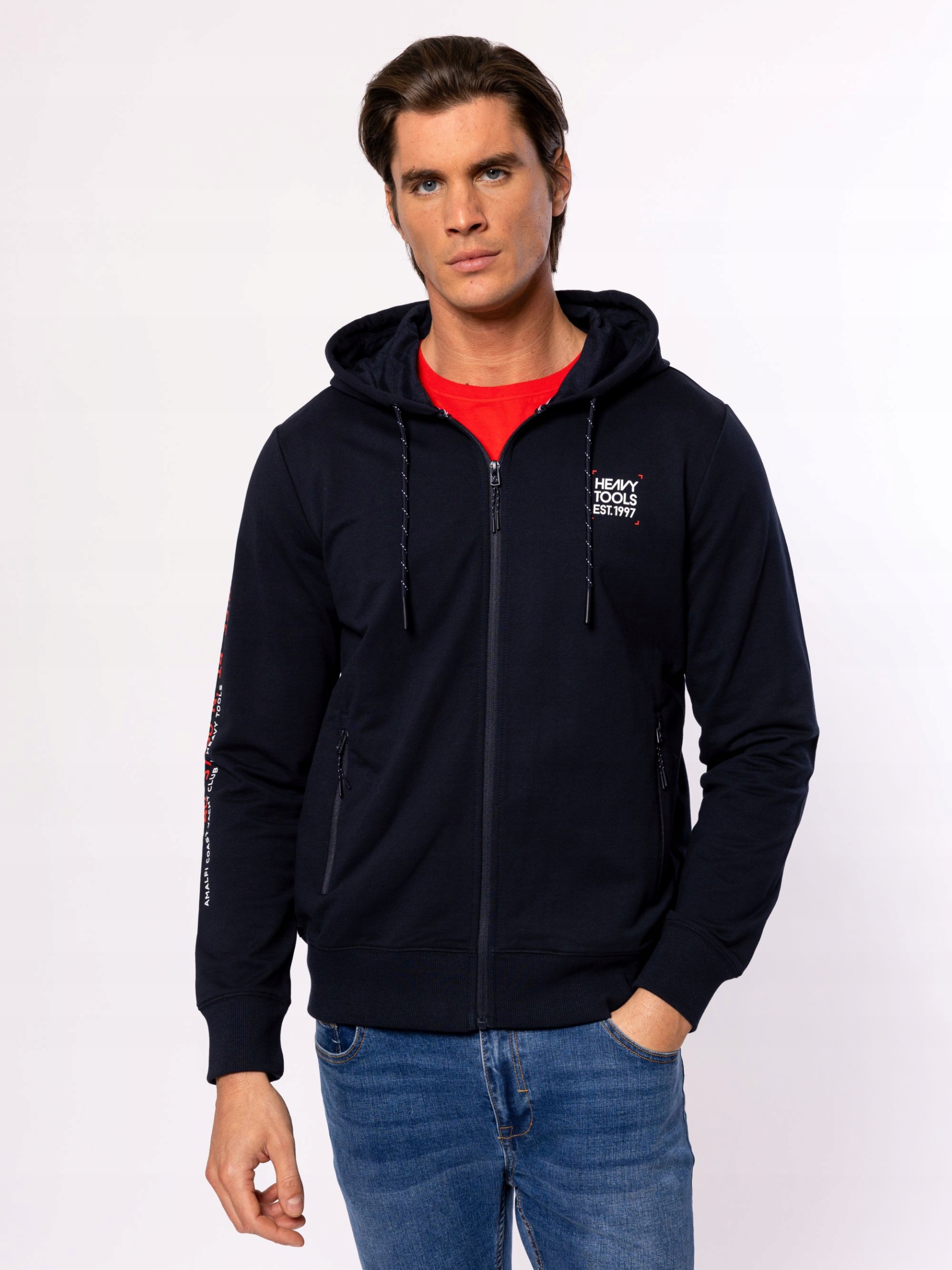 Heavy Tools Pánská Rozepínací Mikina S Kapucí Saloma, Tmavě Modrá, Velikost XXL
